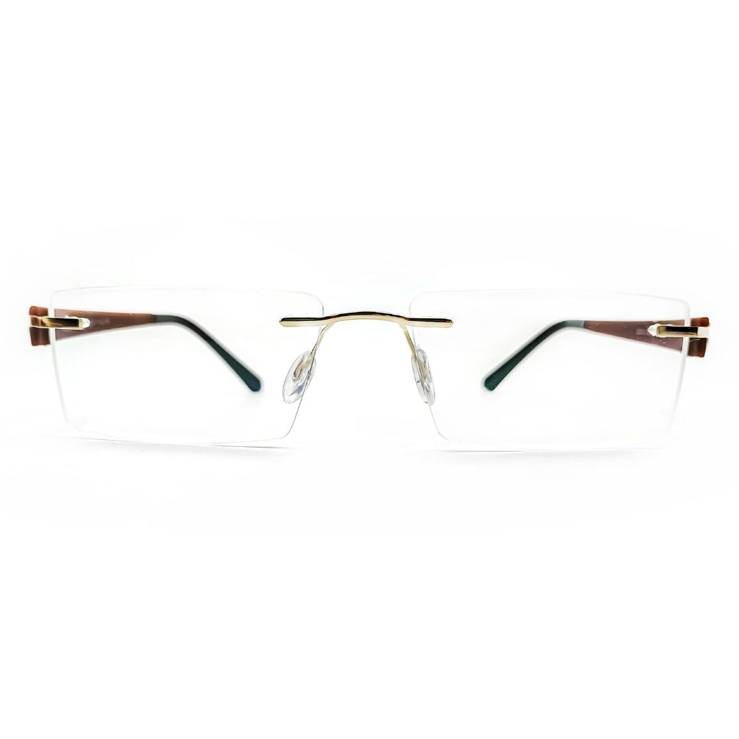 Jubleelens® Rectangular Gold Brown Rimless Frame For Unisex