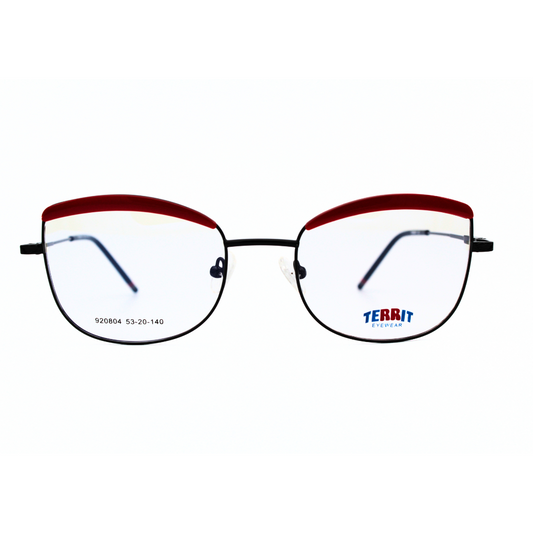 Jubeen's Frame Metal Cat Eye Territ t920804 Cat Eye Red Eye Glass - Black The Perfect Accessory for the Fashion-Forward Individual (Single Vision)