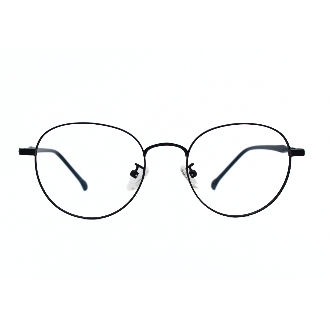 Jubleelens Frame Metal Round5872 Round Matt Blue Eye Glass - Glossy Blue Elevate Your Look with These Stylish and Sophisticated Round Frames (Single Vision)