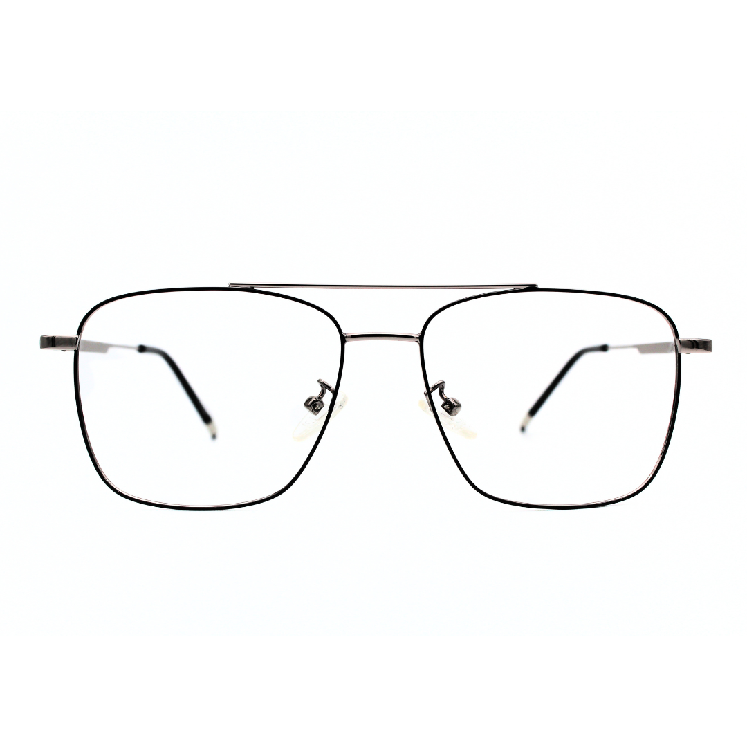 Jubleelens Metal Square5838 Square Black Silver Black Eyeglasses Elevate Your Look with Sophisticated Style (Single Vision)