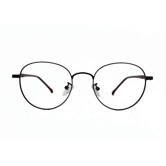 Jubleelens Frame Metal Round5872 Round Matt Brown Eye Glass - Glossy Brown The Perfect Accessory for Any Occasion (Single Vision)