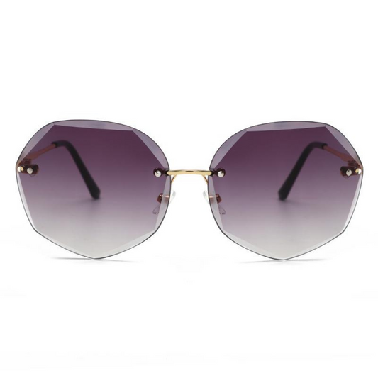 Jubleelens Rimless Black Sunglasses - Oversized with UV Protection for Woman