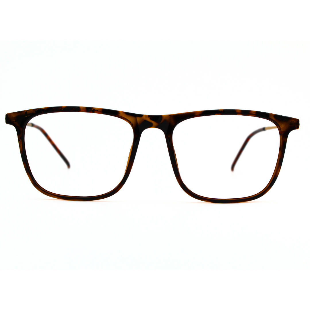 Chic Tortoise Color Rectangle Eyeglass Frames for Timeless Elegance Model No. 126703 (Single Vision)