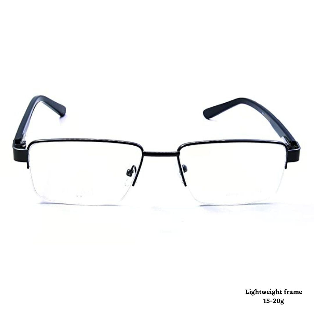 Jubleelens® Black Half Rim Rectangular Frame