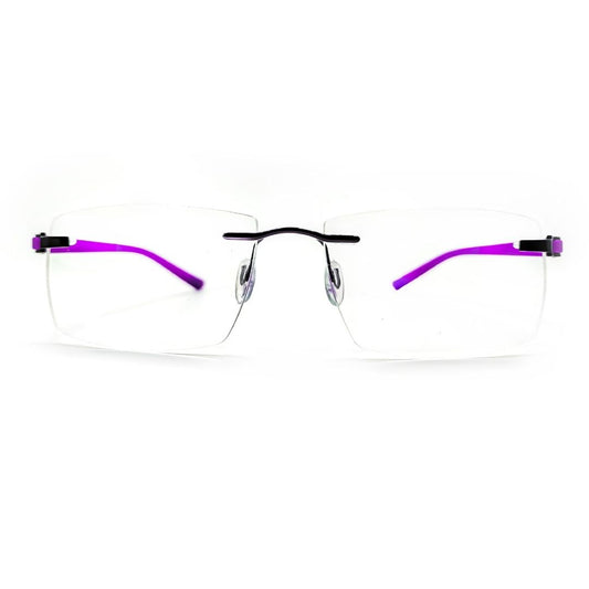 Jubleelens® Rectangular Purple Rimless Frame For Unisex