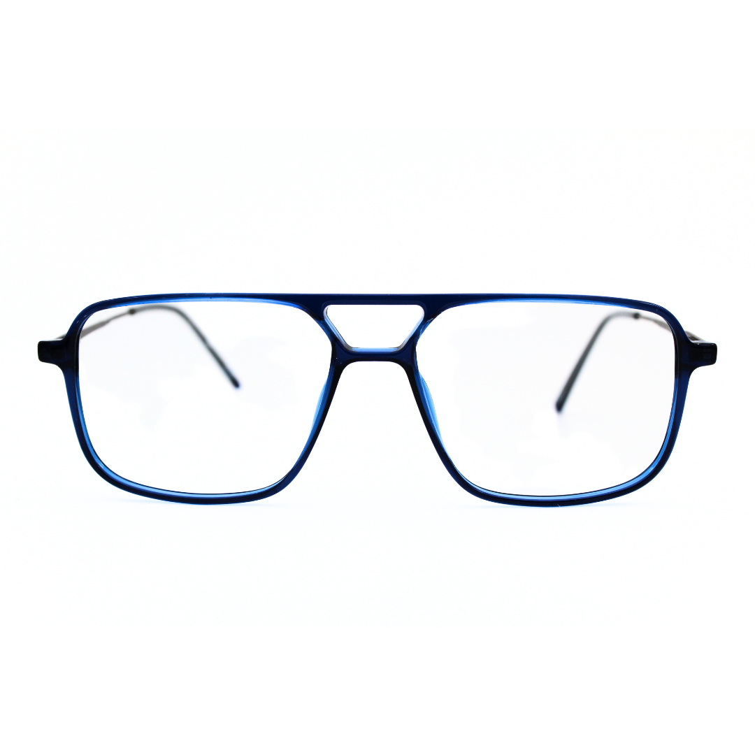 Jubleelens Fashionable Rectangular Eyeglasses - Glossy Blue 220805 (Single Vision)