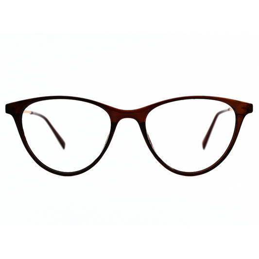 Jubleelens Trendy Oval Eyeglasses for Unisex- Glossy Brown Gold Brown 126706 (Single Vision)