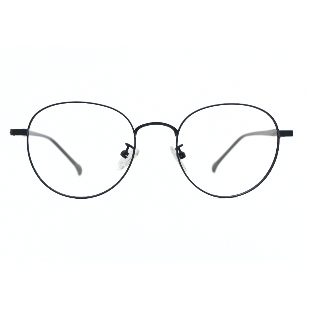 Jubleelens Frame Metal Round5872 Round Matt Grey Eye Glass - Glossy Grey Protect Your Eyes in Style with These Round Frames (Single Vision)