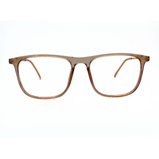 Transparent Brown Color Rectangle Eyeglass Frames -Suitable for Unisex Model No. 126703 (Single Vision)