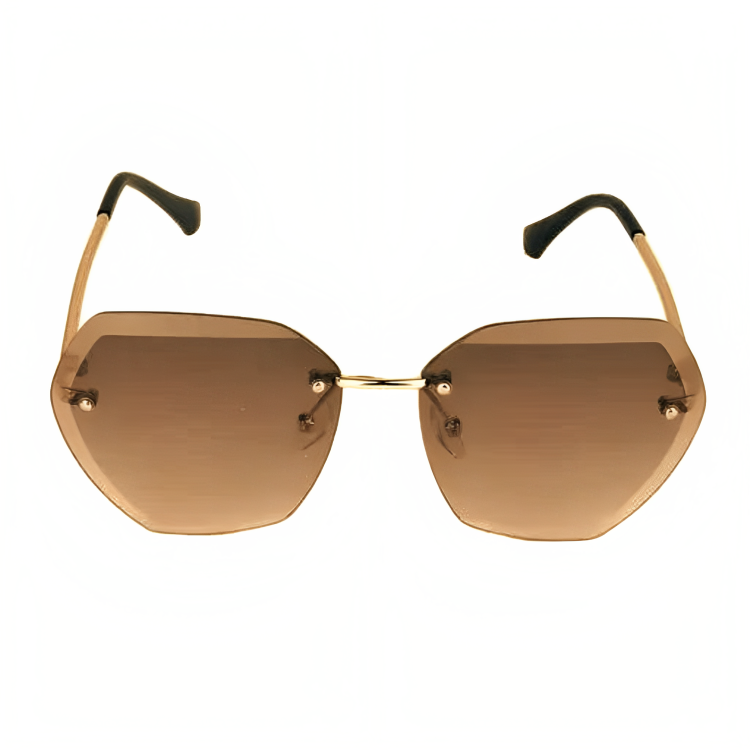 Jubleelens Rimless Brown Sunglasses - Minimalist Exaggerated with UV Protection for Woman