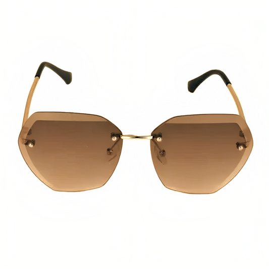 Jubleelens Rimless Brown Sunglasses - Minimalist Exaggerated with UV Protection for Woman