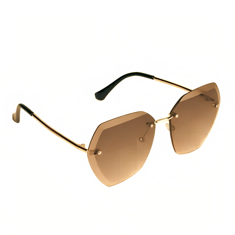 Jubleelens Rimless Brown Sunglasses - Minimalist Exaggerated with UV Protection for Woman