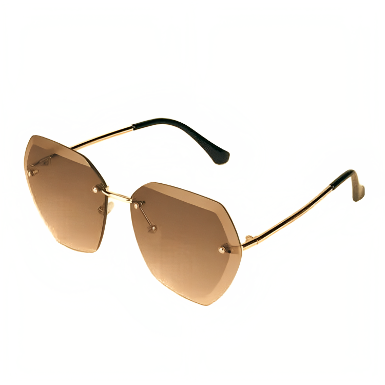 Jubleelens Rimless Brown Sunglasses - Minimalist Exaggerated with UV Protection for Woman