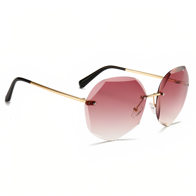 Jubleelens Rimless Pink Sunglasses - Oversized with UV Protection for Woman