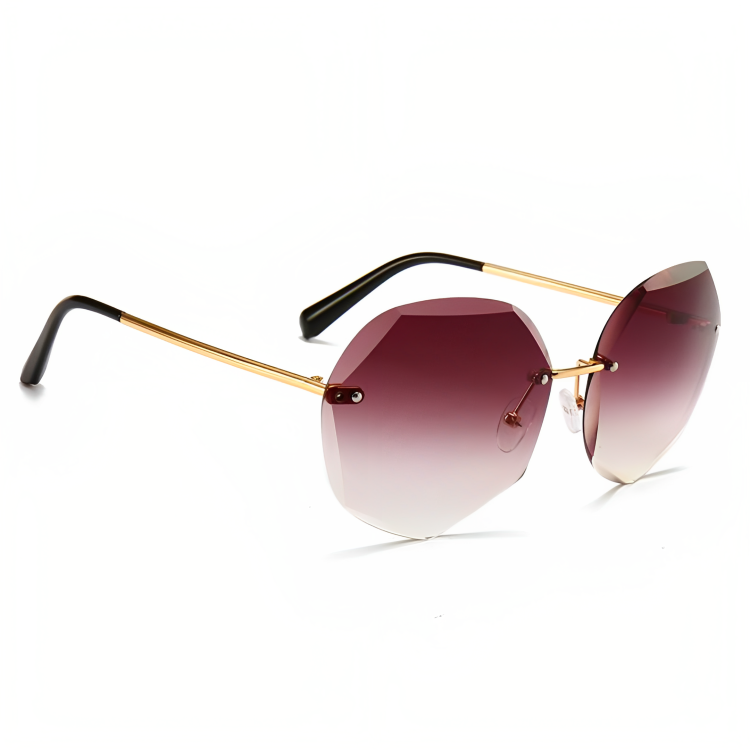 Jubleelens Rimless Brown Sunglasses - Oversized with UV Protection for Woman