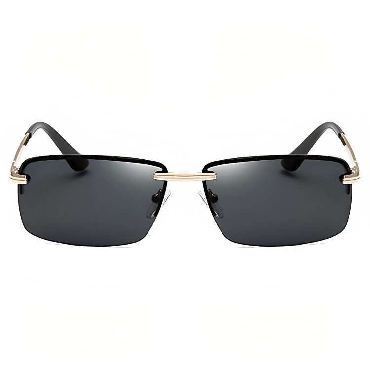 Jubleelens - Vintage Frameless Black Retro Ultralight UV400 Sunglasses Metal Frame Eyewear for Men & Women 2307