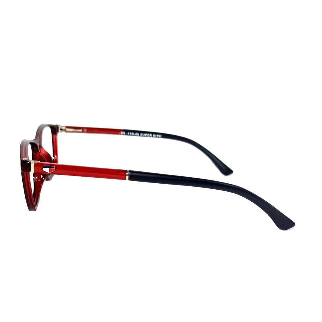 Jubleelens Dark Red Rectangular Frame Medium Frame For Unisex- SR-158