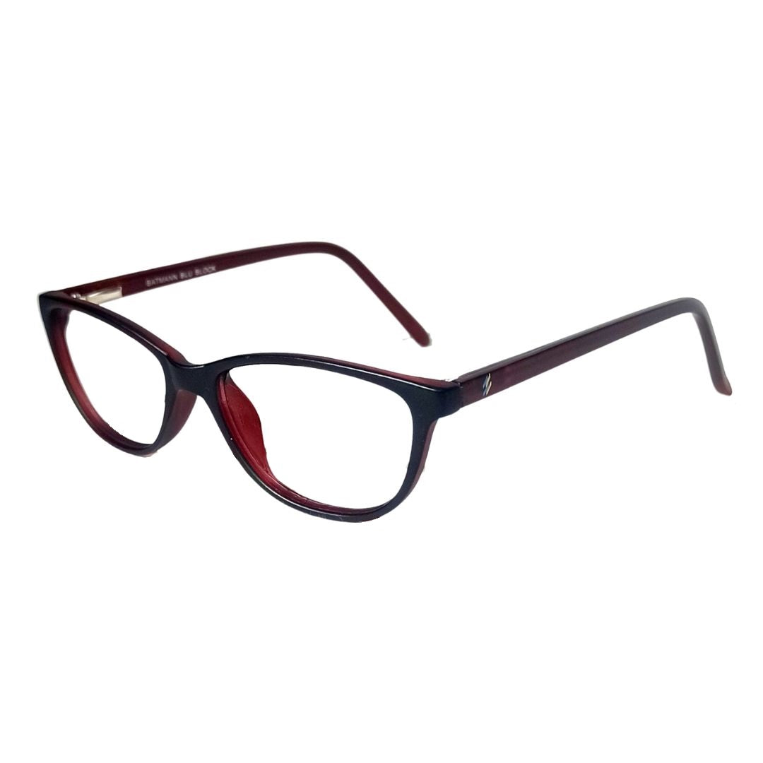 Jubleelens - Dark Red Full Rim Cat-Eye Eyeglasses for Kids  (56803 ) (Single Vision)