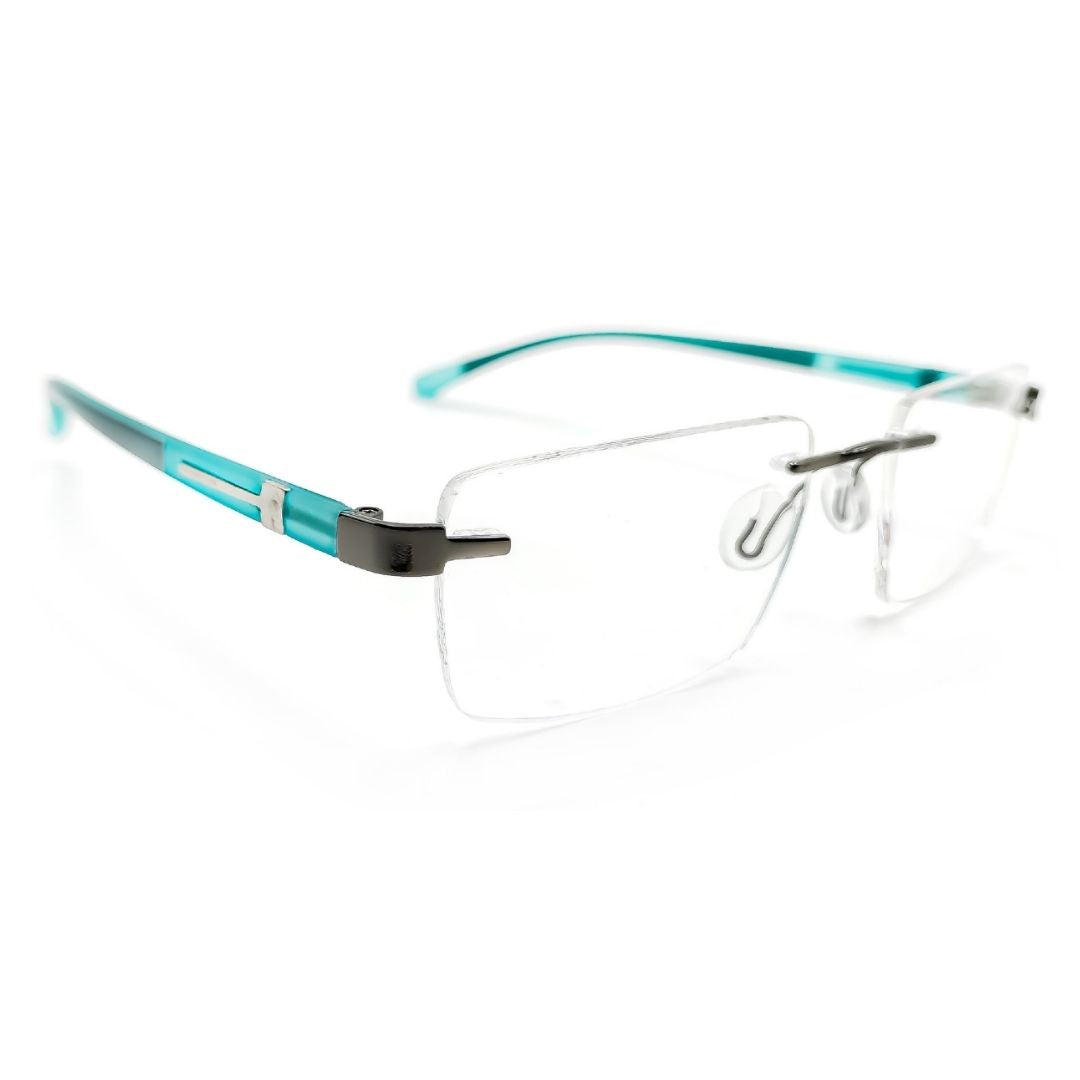 Jubleelens® Rimless Rectangular Cyan Frame