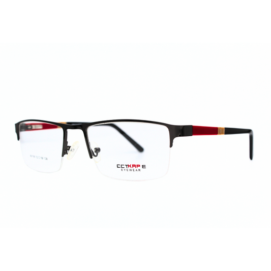 Jubleelens Supra80199 Supra Gunmetal Red Black Eyeglasses Make a Statement with Bold Style (Single Vision)