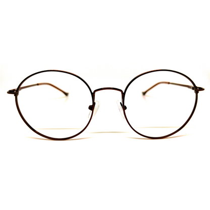 Stainless Steel Spectacles Brown Metal Round Frame For Unisex Look Ad