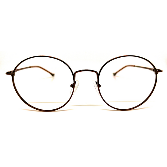 Stainless Steel Spectacles Brown Metal Round Frame For Unisex- Look Adorable- L15200