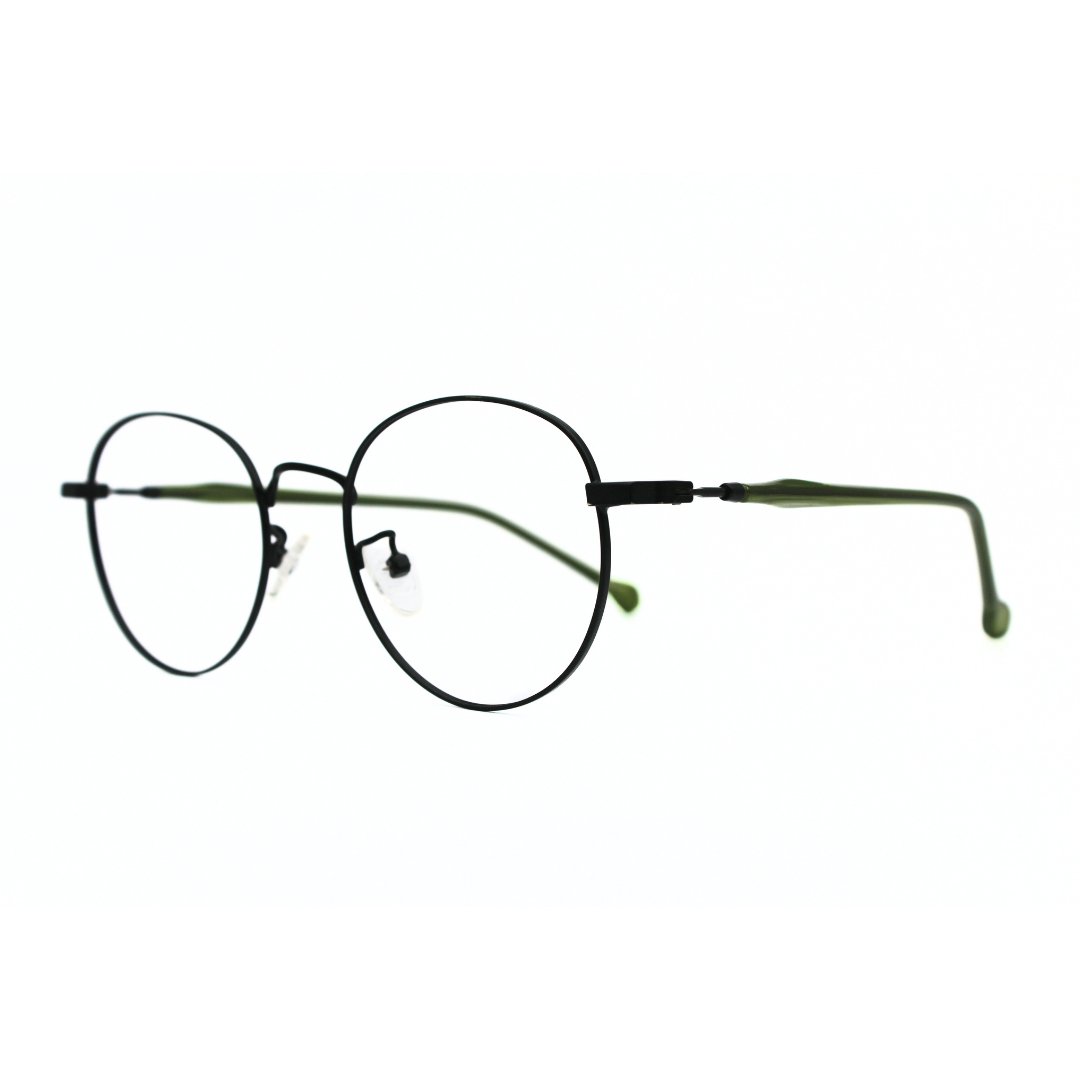 Jubleelens Frame Metal Round5872 Round Matt Green Eye Glass - Glossy Green See the World in a New Light with These Unique Round Frames (Single Vision)