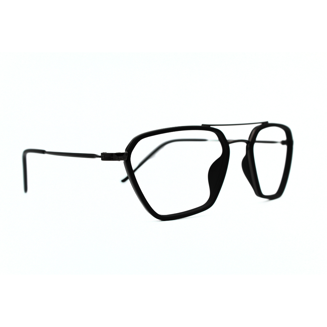 Jubleelens Triangle23005 Eyeglasses Matt Black Gunmetal Black Frames for Men and Women (Single Vision)