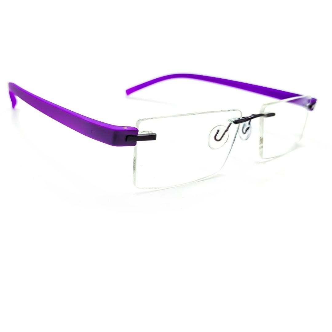 Jubleelens® Rectangular Purple Rimless Frame For Unisex