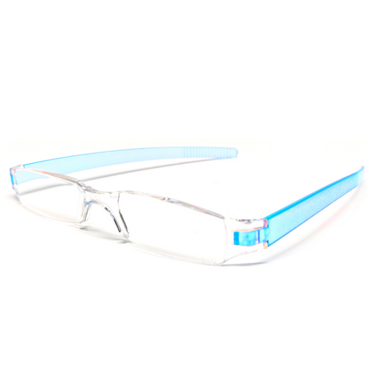 Jubleelens Transparent Blue Rectangle READERS Reading Eyeglasses- Best Reading Experience (+1.00 to +3.00 Power)