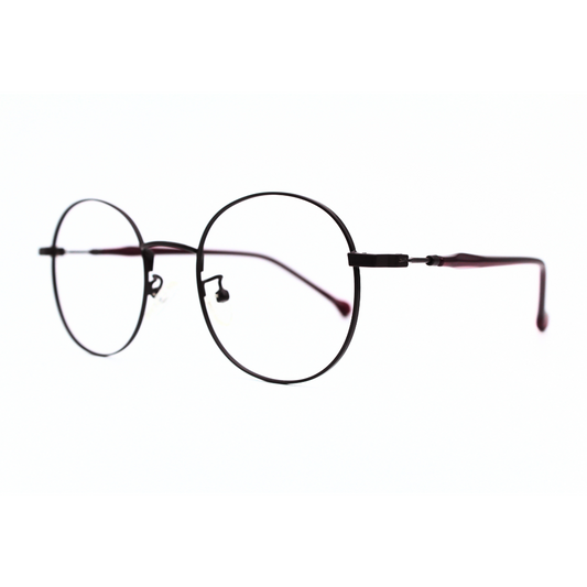 Jubleen's Frame Fancy Metal Round Eye Glass 5871 Round Matt Dark Maroon - Glossy Maroon TR Protect Your Eyes in Style with These Metal Round Frames (Single Vision)