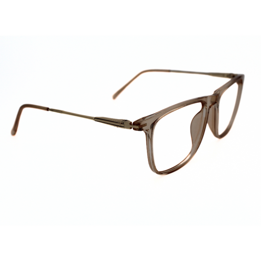 Transparent Brown Color Rectangle Eyeglass Frames -Suitable for Unisex Model No. 126703 (Single Vision)