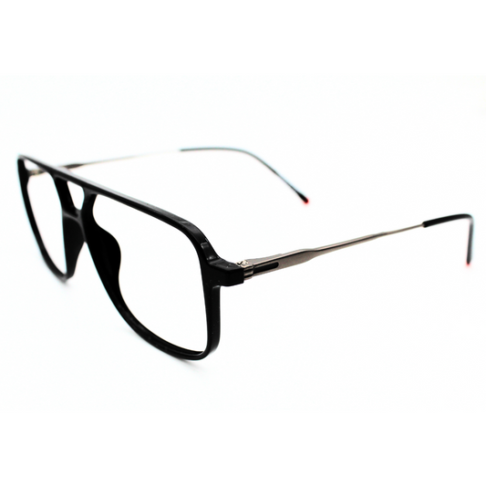 Jubleelens Modern Full Rim Aviator Eyeglasses - Glossy Black 220805 (Single Vision)