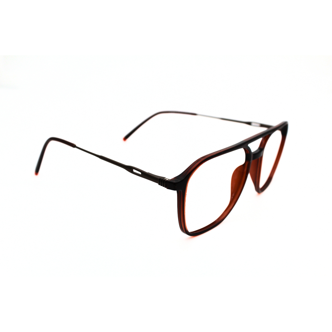 Jubleelens Stylish Aviator Eyeglasses - Glossy Brown 220806 (Single Vision)