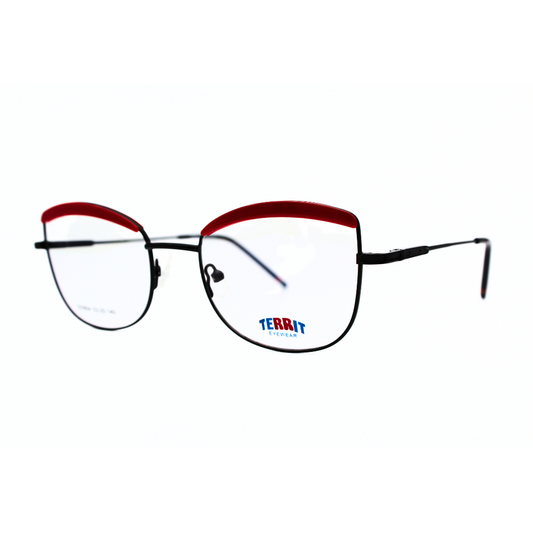 Jubeen's Frame Metal Cat Eye Territ t920804 Cat Eye Red Eye Glass - Black The Perfect Accessory for the Fashion-Forward Individual (Single Vision)