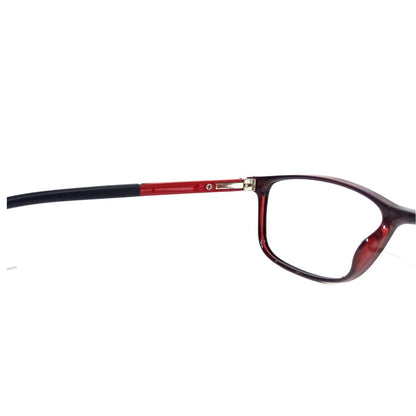 Jubleelens Dark Red Rectangular Frame Medium Frame For Unisex- SR-158