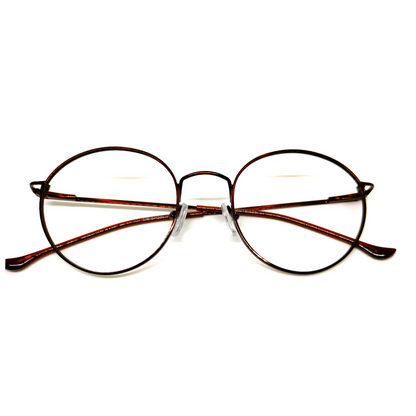 Stainless Steel Spectacles Brown Metal Round Frame For Unisex- Look Adorable- L15203