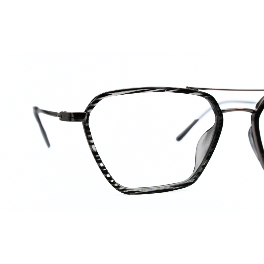 Jubleen's Frame Metal Triangle Eye Glass 23005 Triangle Tortoise Black Grey - Gunmetal Grey See the World in a New Light with These Unique Frames (Single Vision)