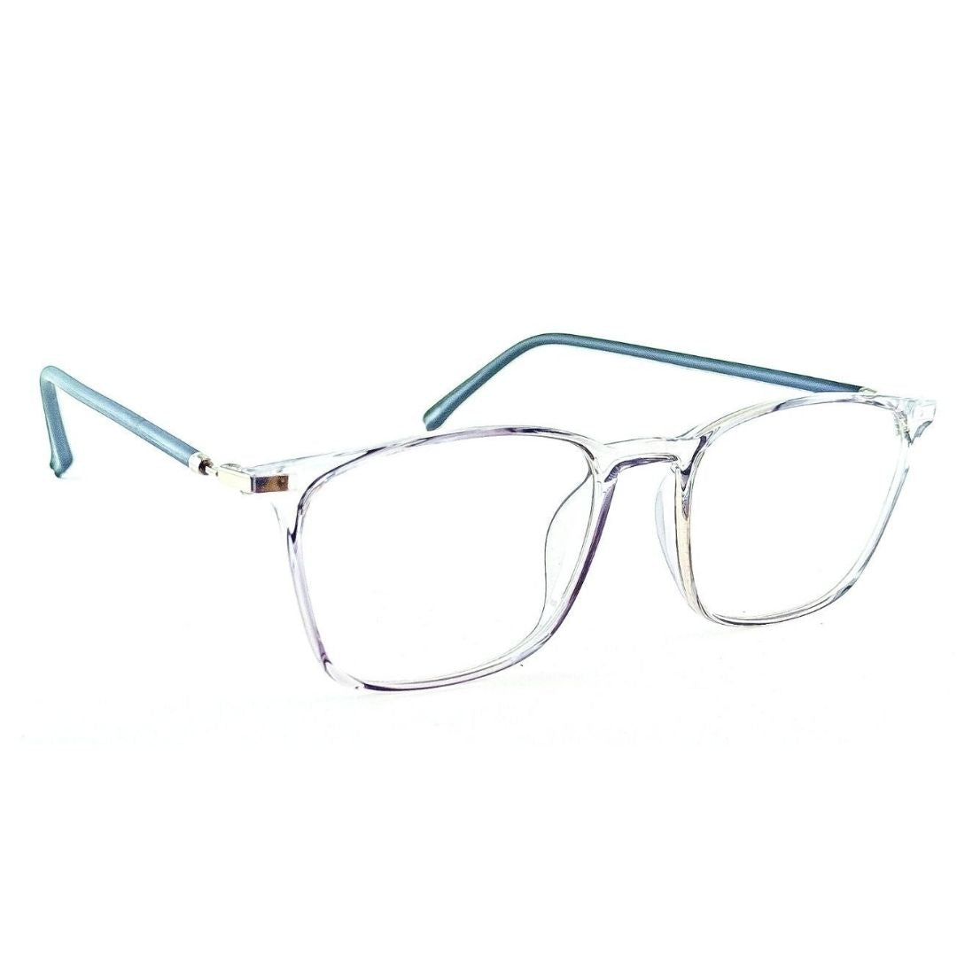 Square Transparent Grey Jubleelens® Frames Blue Blocker Zero Power Spectacles with for Eye Protection