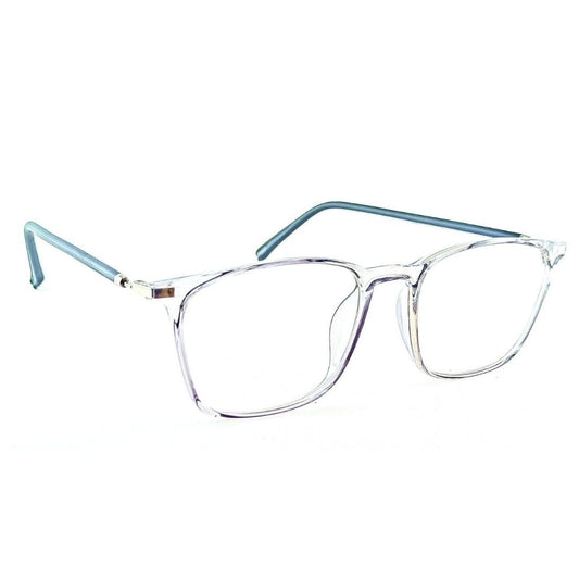Square Transparent Grey Jubleelens® Frames Blue Blocker Zero Power Spectacles with for Eye Protection