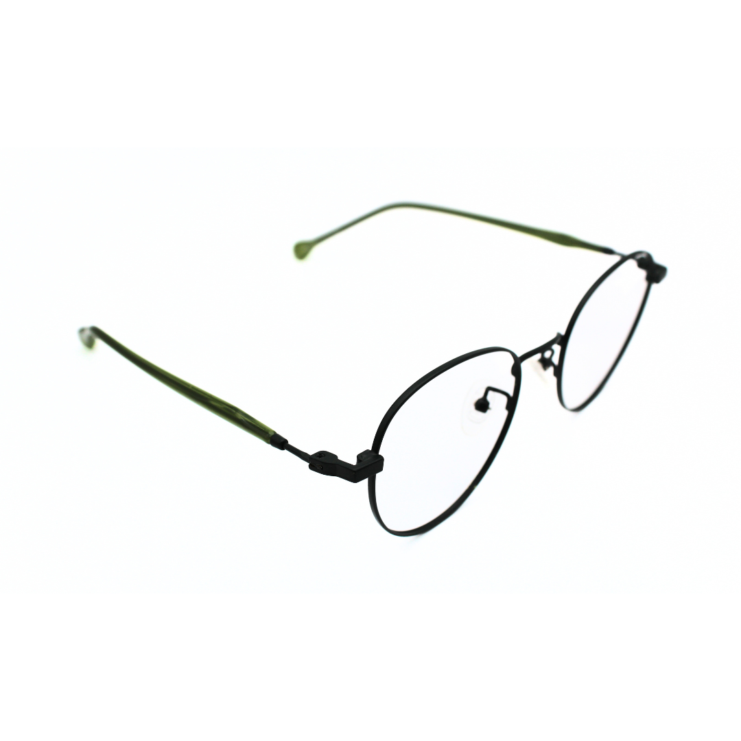 Jubleelens Frame Metal Round5872 Round Matt Green Eye Glass - Glossy Green See the World in a New Light with These Unique Round Frames (Single Vision)