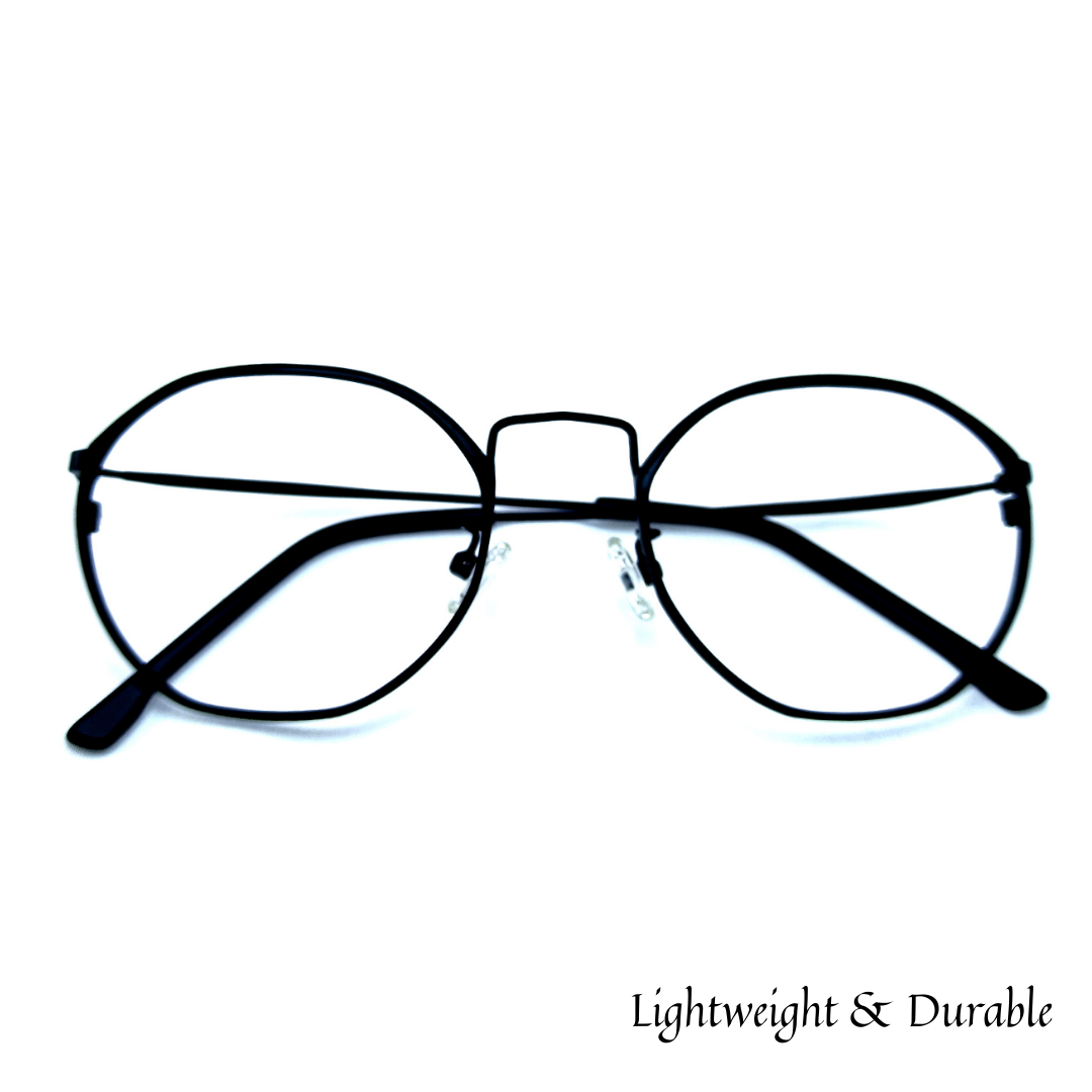 Will-Bold Hexagon Eyeglass Large Metallic Black Frames
