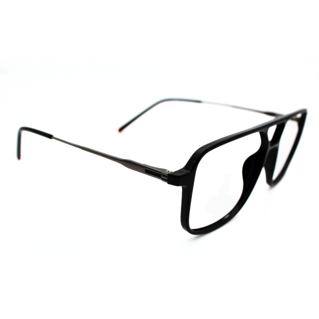 Jubleelens Modern Full Rim Aviator Eyeglasses - Glossy Black 220805 (Single Vision)