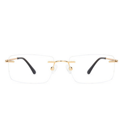 Titanium Golden Rimless Eyeglasses Frame (Single Vision)