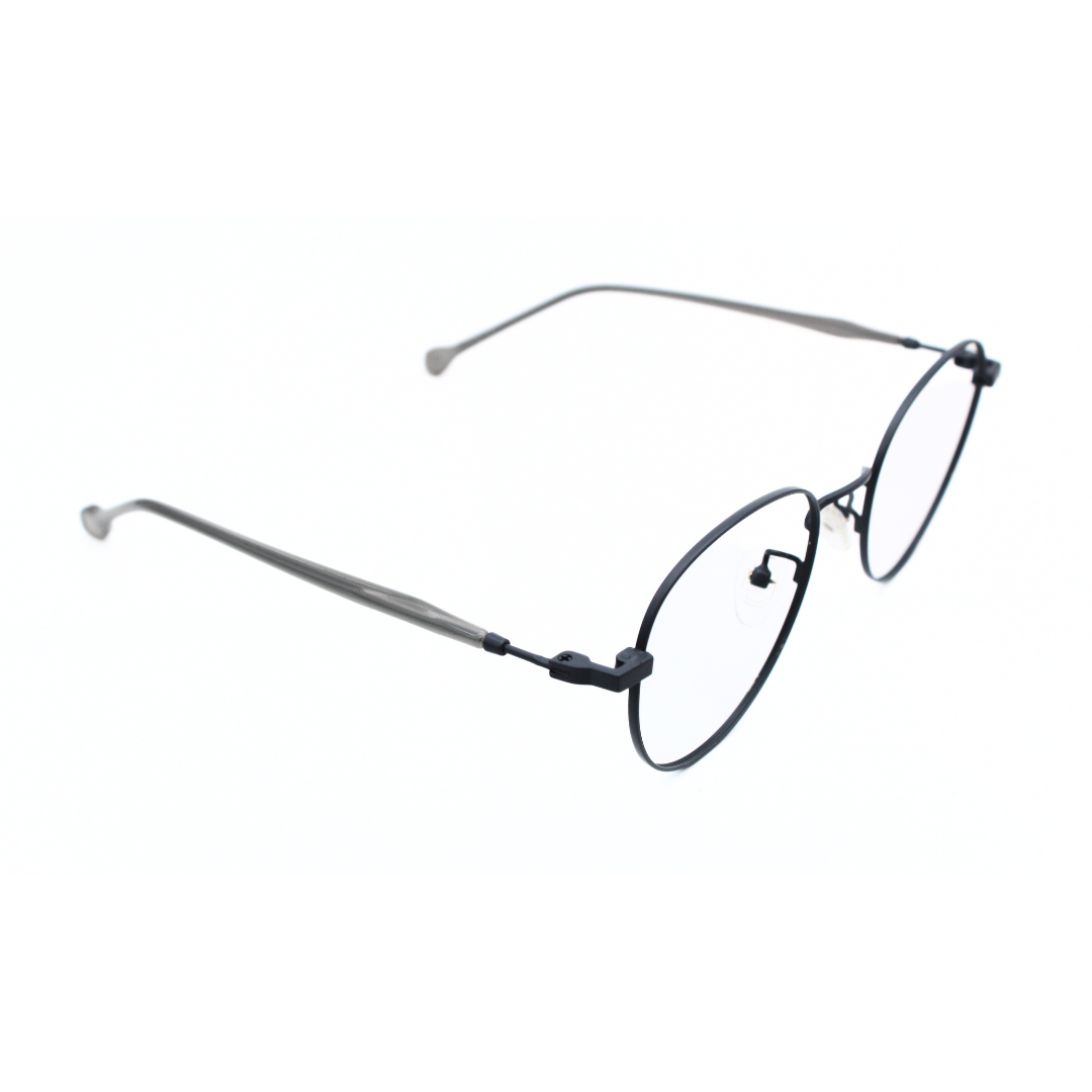 Jubleelens Frame Metal Round5872 Round Matt Grey Eye Glass - Glossy Grey Protect Your Eyes in Style with These Round Frames (Single Vision)