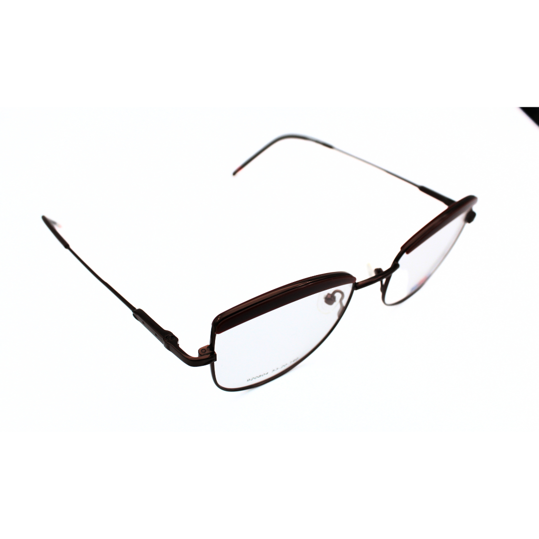 Jubleen's Frame Metal Cat Eye Territ t920804 Cat Eye Brown Eye Glass - Brown The Perfect Accessory for Any Occasion (Single Vision)