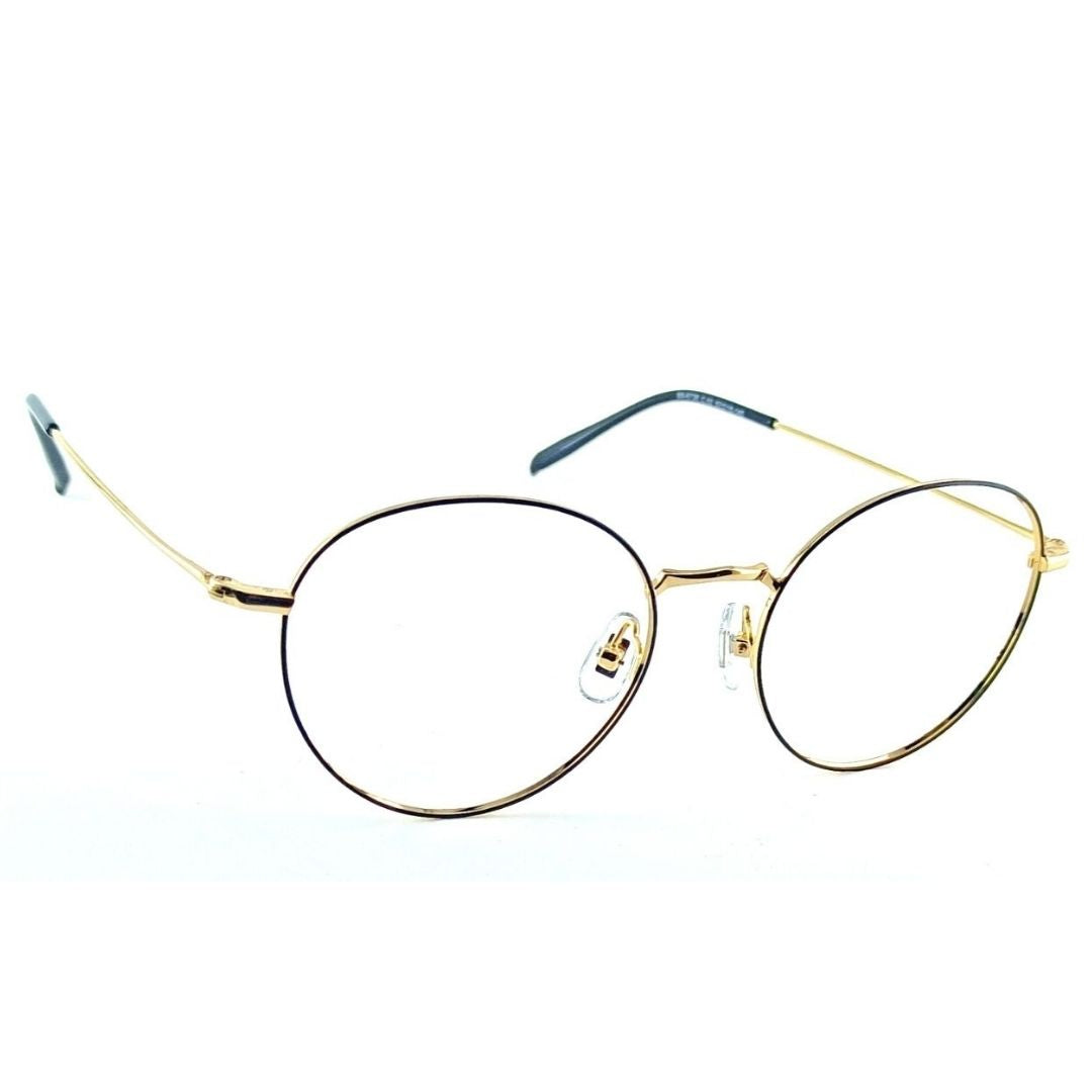 Metal Gold Round Full Rim Styling Frame For Unisex