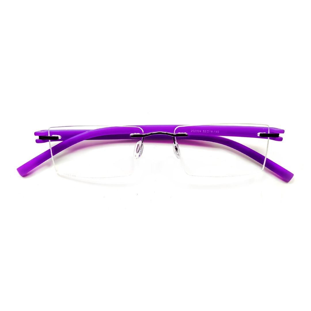 Jubleelens® Rectangular Purple Rimless Frame For Unisex