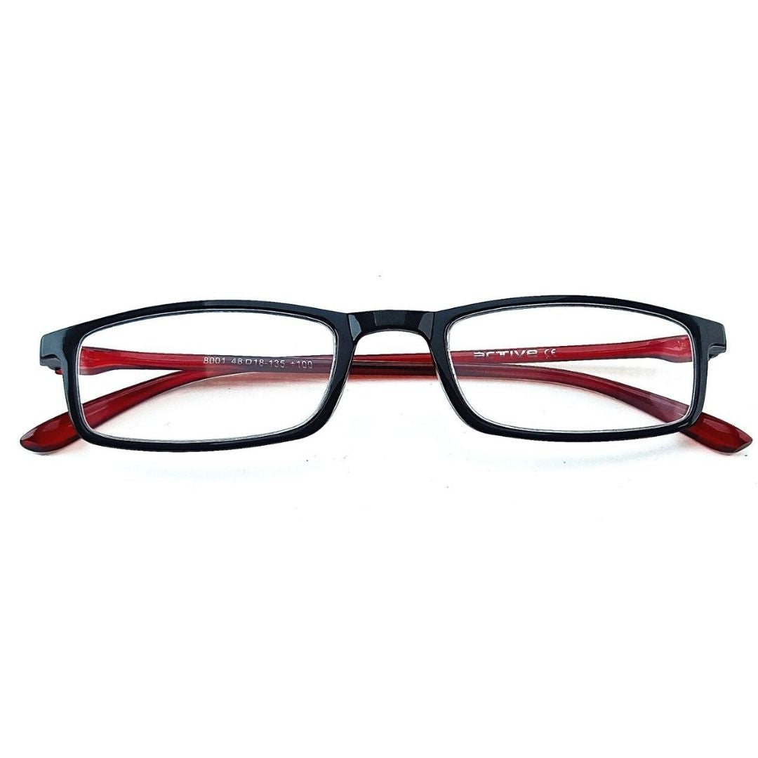Jubleelens Red Black Rectangle READERS Reading Eyeglasses (+1.00 to +3.00 Power)