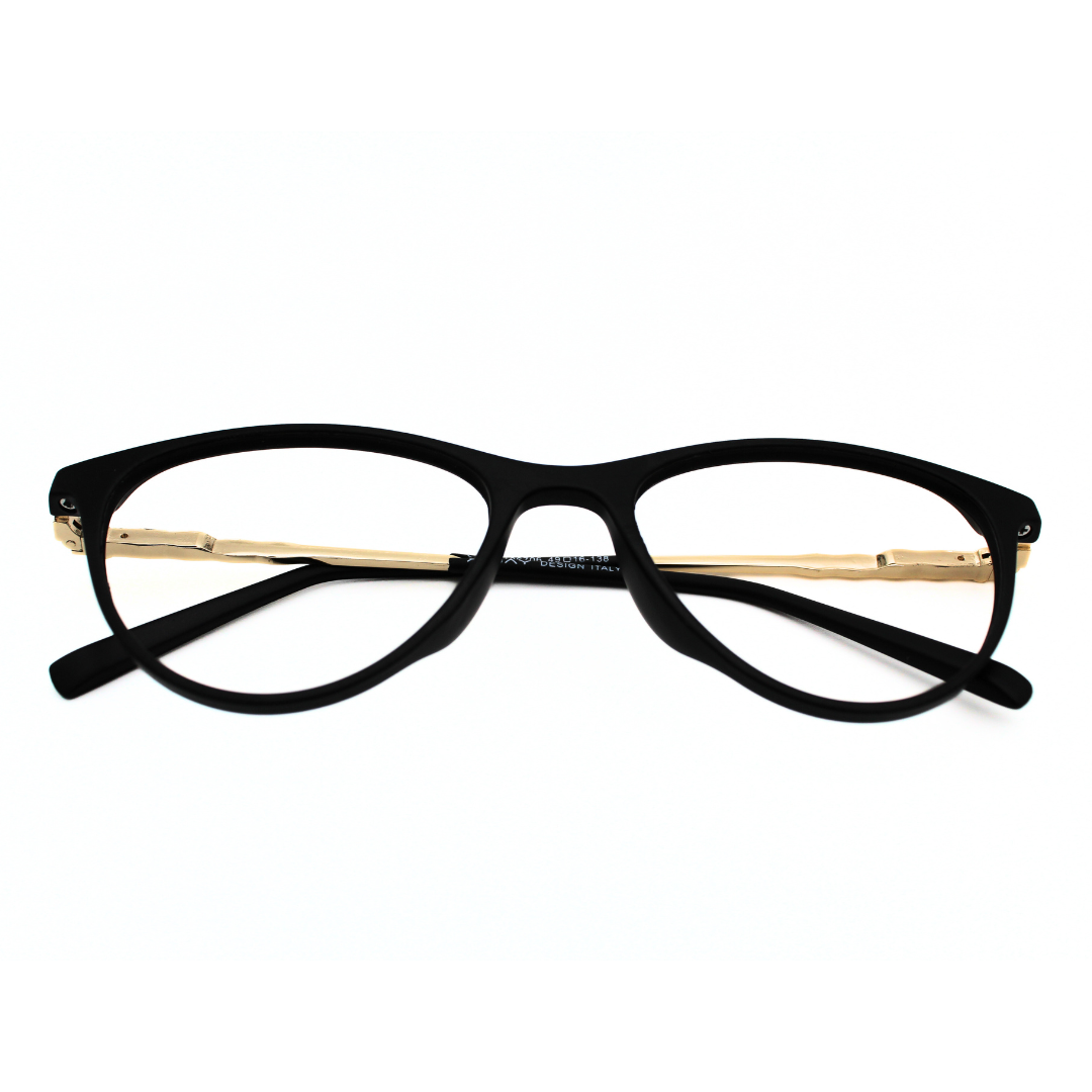 Jubleelens Classic Oval Eyeglasses - Matt Black Gold Black 126706 (Single Vision)